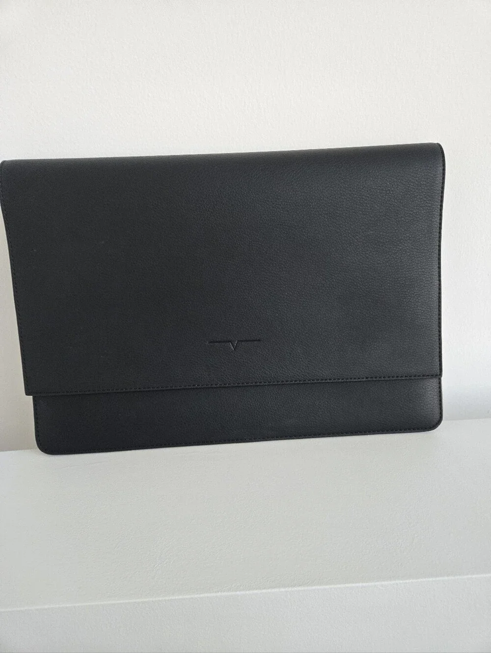 Black Leather Laptop Sleeve - Professional Portfolio 13